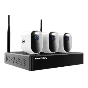 10 Channel 4K Bluetooth Wi-Fi NVR with 1TB Hard Drive and 3 Wire Free (Battery) 2K Spotlight Cameras with 2-Way Audio and Audio Alerts and Sirens