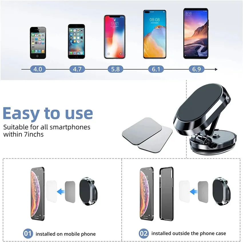 1080 Rotatable Magnetic Car Phone Holder: Secure and Hands-Free Driving