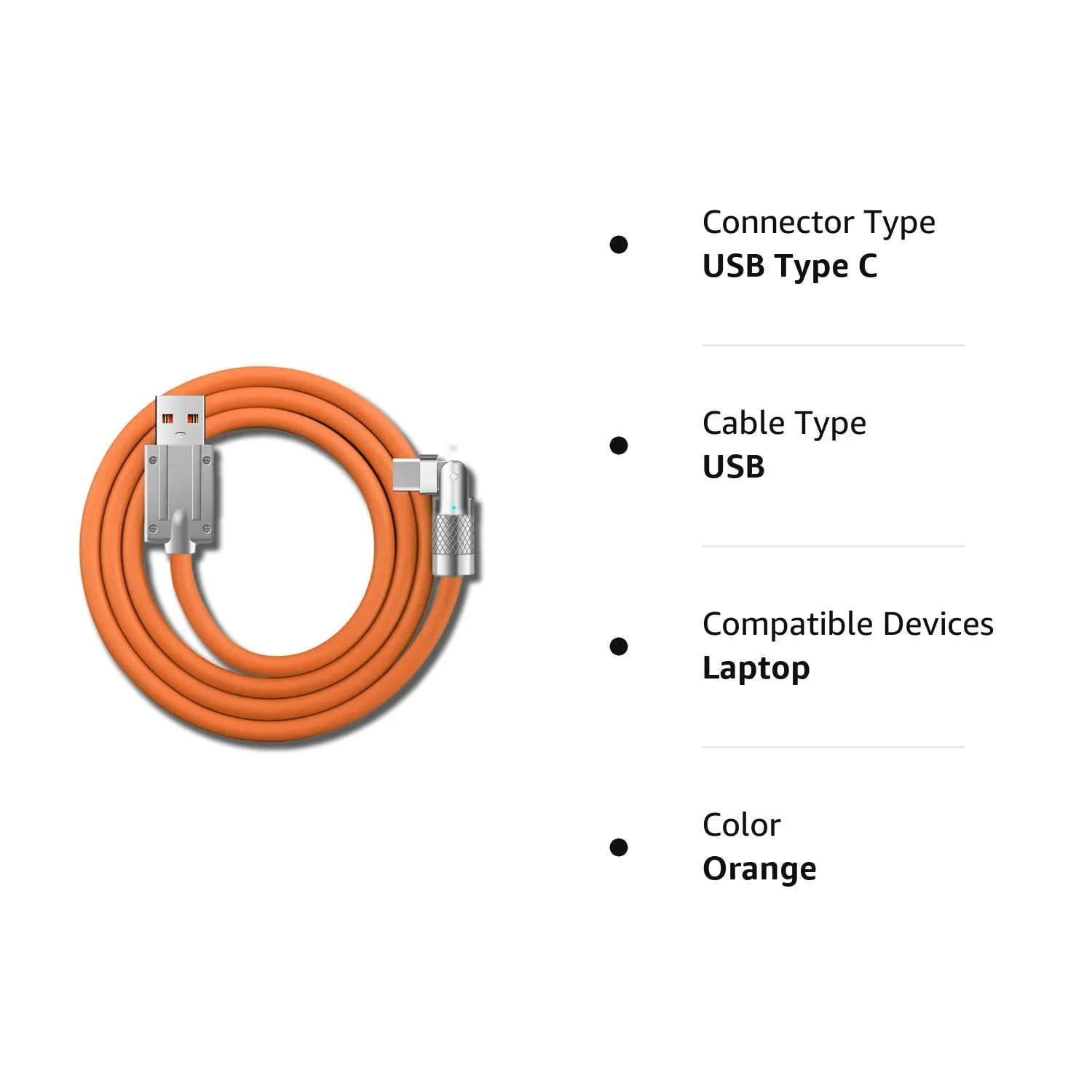 180cm  180¡ã Rotating 120W Fast Charge Cable-Type-C Orange