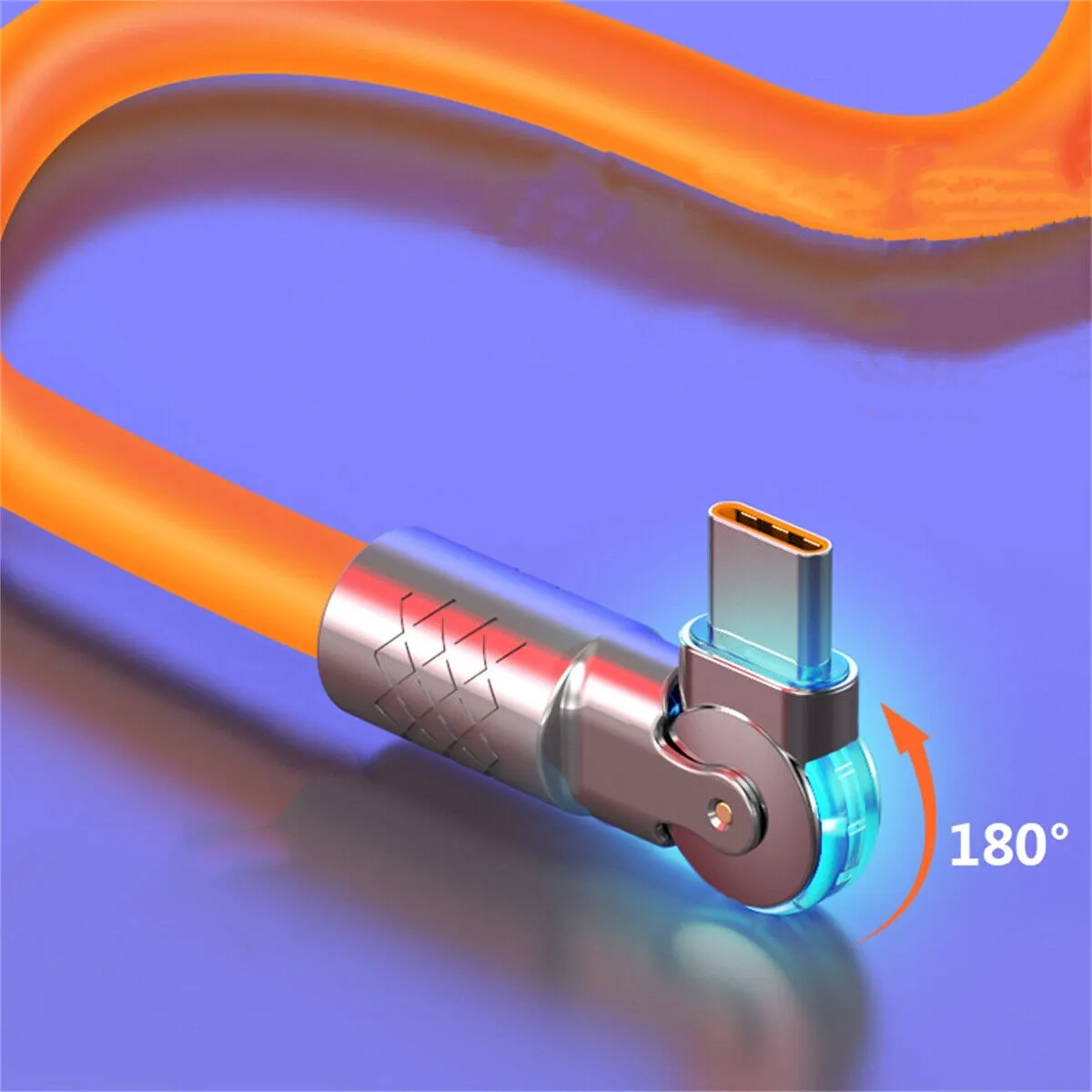 180cm  180¡ã Rotating 120W Fast Charge Cable-Type-C Orange