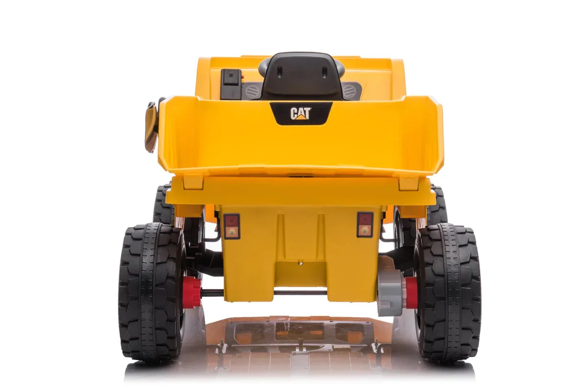 2025 Upgraded Licensed Catterpillar Dump Truck Ride On Car 12V | LED Lights | 1 Seater | Ages 3-8 | Remote