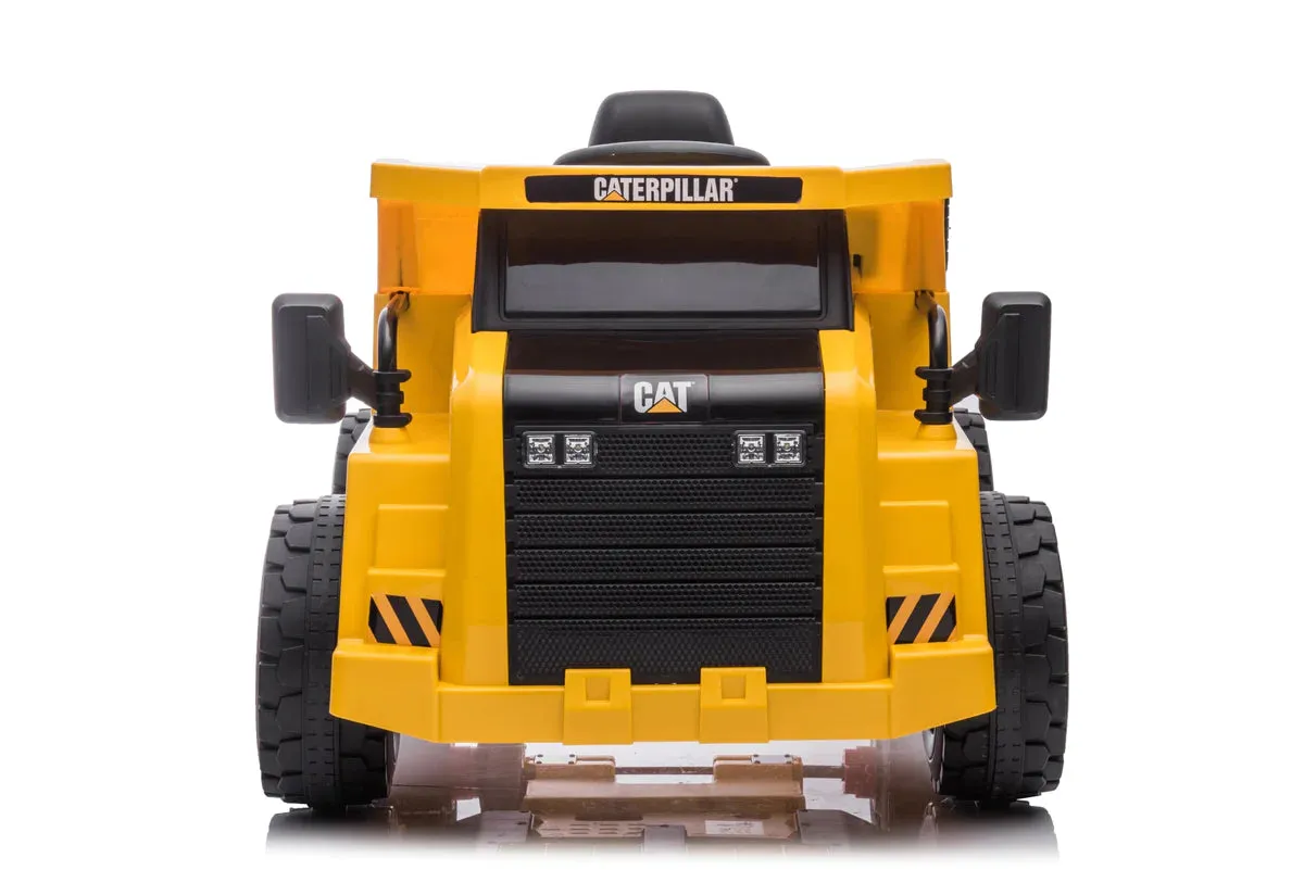 2025 Upgraded Licensed Catterpillar Dump Truck Ride On Car 12V | LED Lights | 1 Seater | Ages 3-8 | Remote