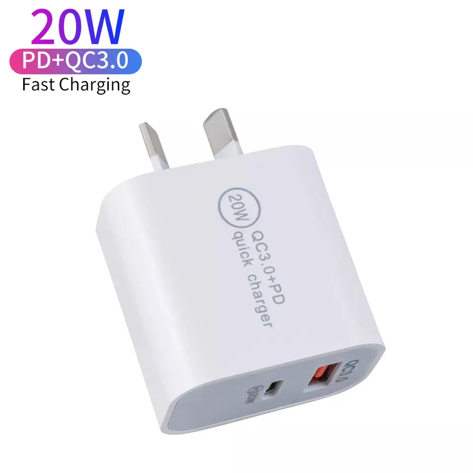 20W PD Fast Charger Dual USB Quick Charger with 1 Meter USB Type C to Lightning Cable iPhone 13/13 Mini/13 Pro Max/Xs Max XR X 12 11 8 Plus iPad Pro