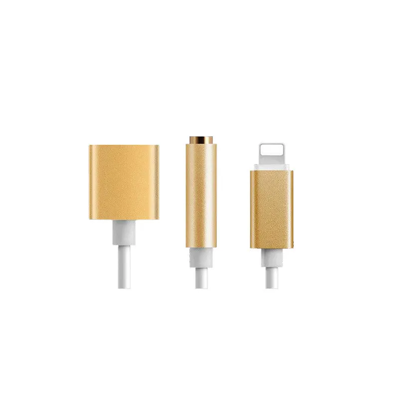 2in1 For iPhone 7 6S Plus Lightning to 3.5mm Headphone Converter Charging/ Audio Adapter