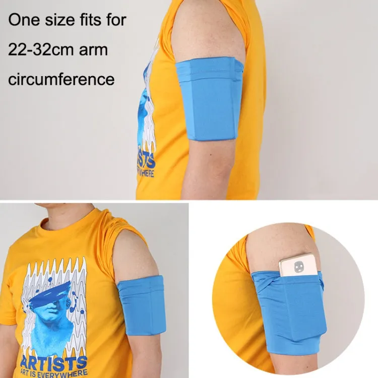 2pcs Outdoor Fitness Mobile Phone Arm Bag Sports Elastic Armbands(Blue Yarn)