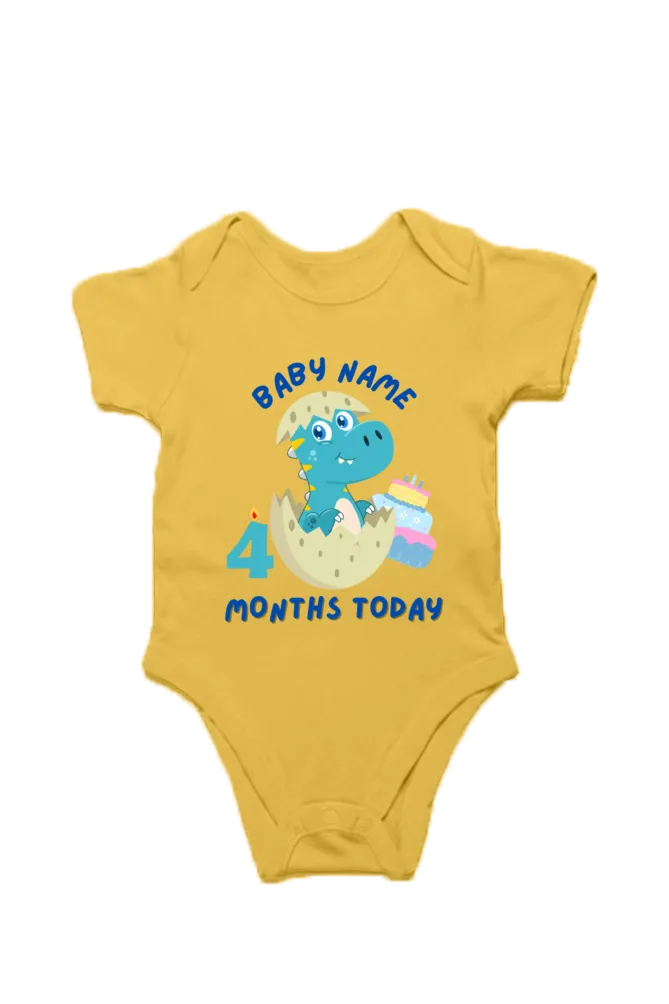 4 Month Celebration : Dino Rompers Printed With Your Baby Name For Their Monthly Milestone