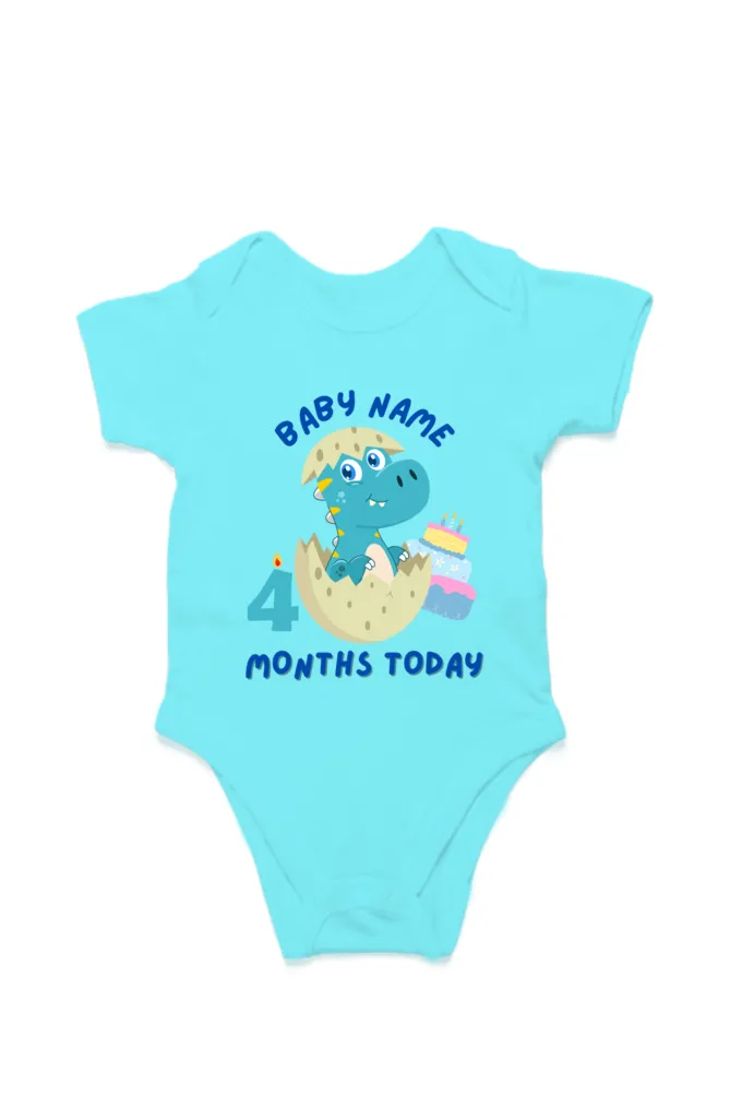 4 Month Celebration : Dino Rompers Printed With Your Baby Name For Their Monthly Milestone