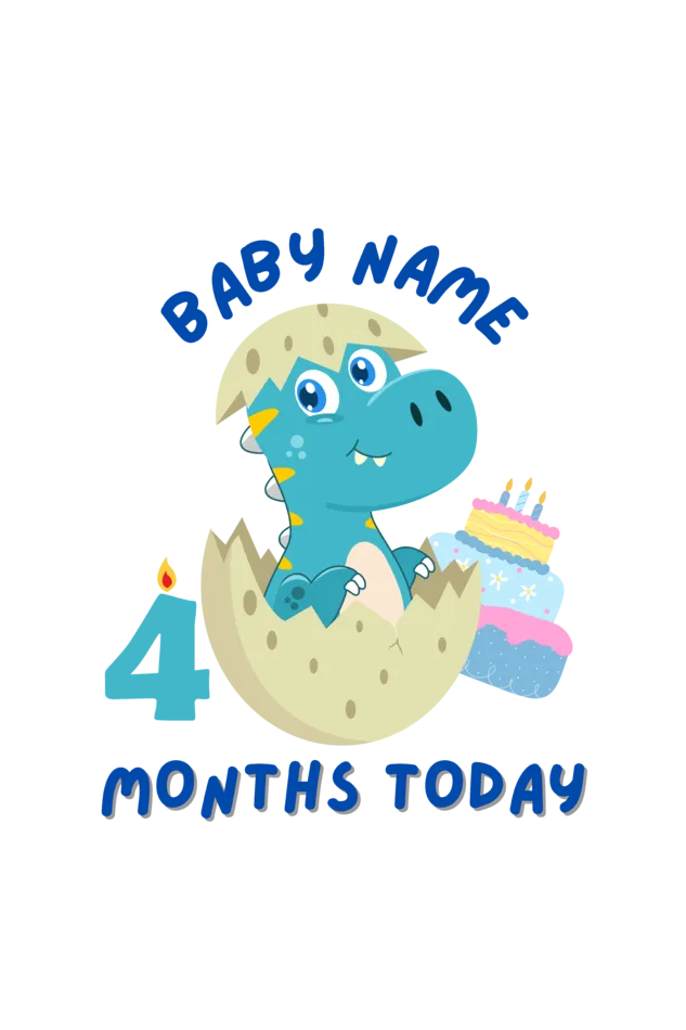 4 Month Celebration : Dino Rompers Printed With Your Baby Name For Their Monthly Milestone