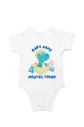 4 Month Celebration : Dino Rompers Printed With Your Baby Name For Their Monthly Milestone