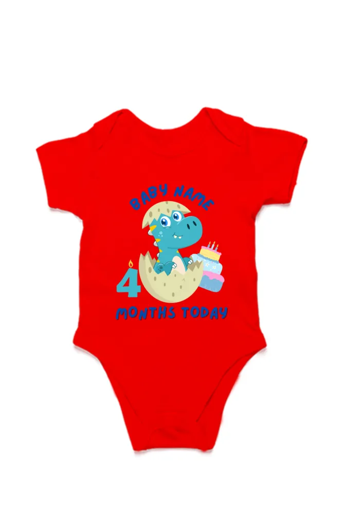 4 Month Celebration : Dino Rompers Printed With Your Baby Name For Their Monthly Milestone