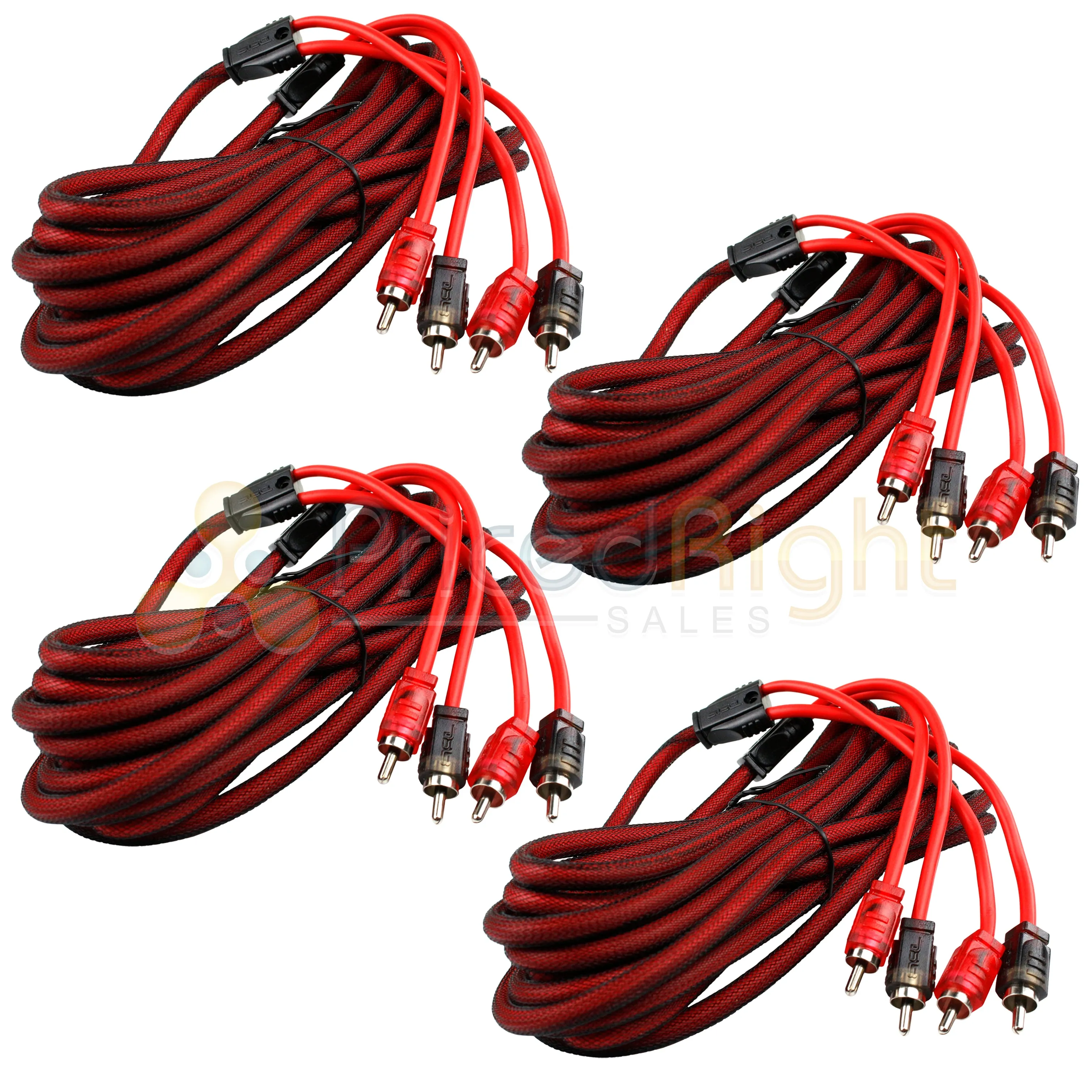 4 Pack 16 Ft 2 Channel RCA Audio Cable Interconnect Noise Rejection DS18 R16