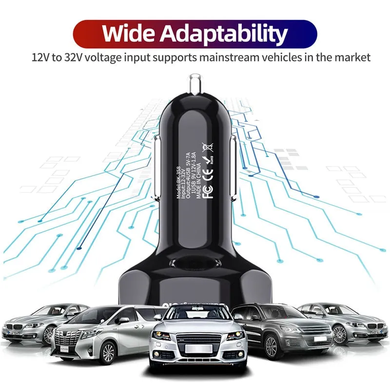 4 Ports USB Car Charge 48W Quick 7A Mini Fast Charging For iPhone 11 Xiaomi Huawei Mobile Phone Charger Adapter in Car