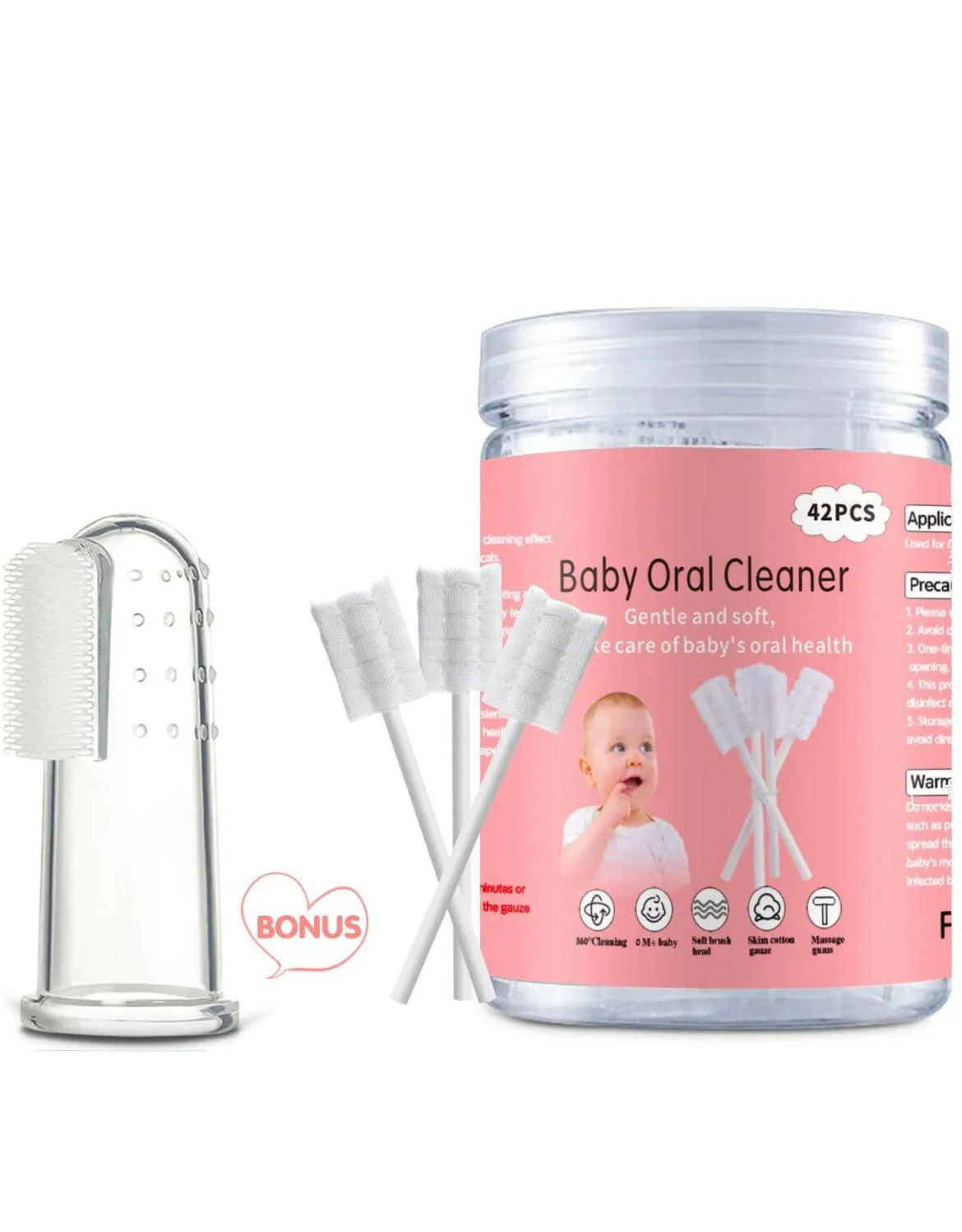 42 Pcs Disposable Infant Baby Tongue Cleaner and Baby Toothbrush for 0-36 Month