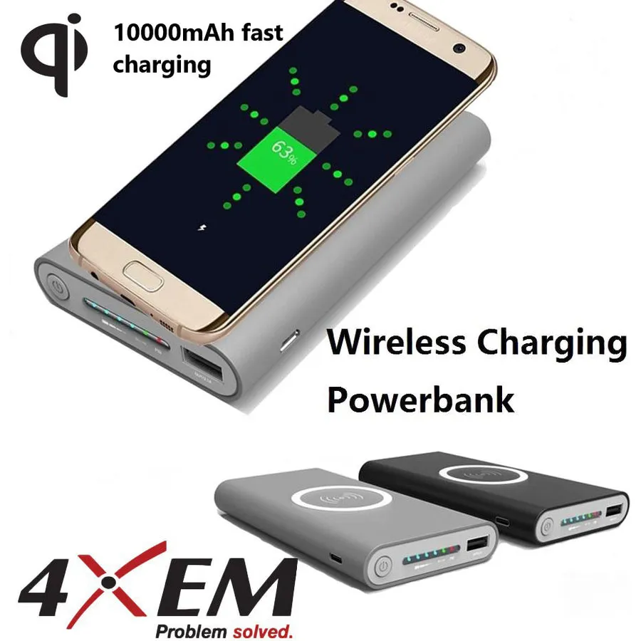 4XEM Fast Wireless Charging Power Bank Grey 4XWLSPWRBANKGR