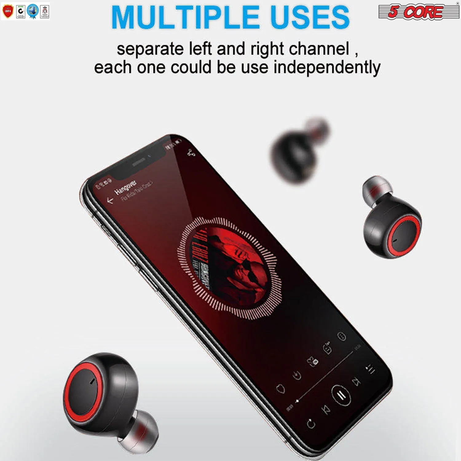 5 CORE Wireless Earbuds Bluetooth 5.0 in Ear Light-Weight Headphones