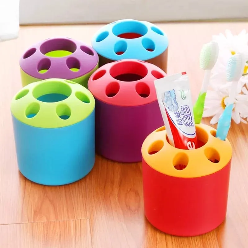 5 Holes Multipurpose Candy Colored Toothbrush Storage Holder, Special Porous Couple Creative Toothbrush Container, Multifunctional Desktop Pen Holder