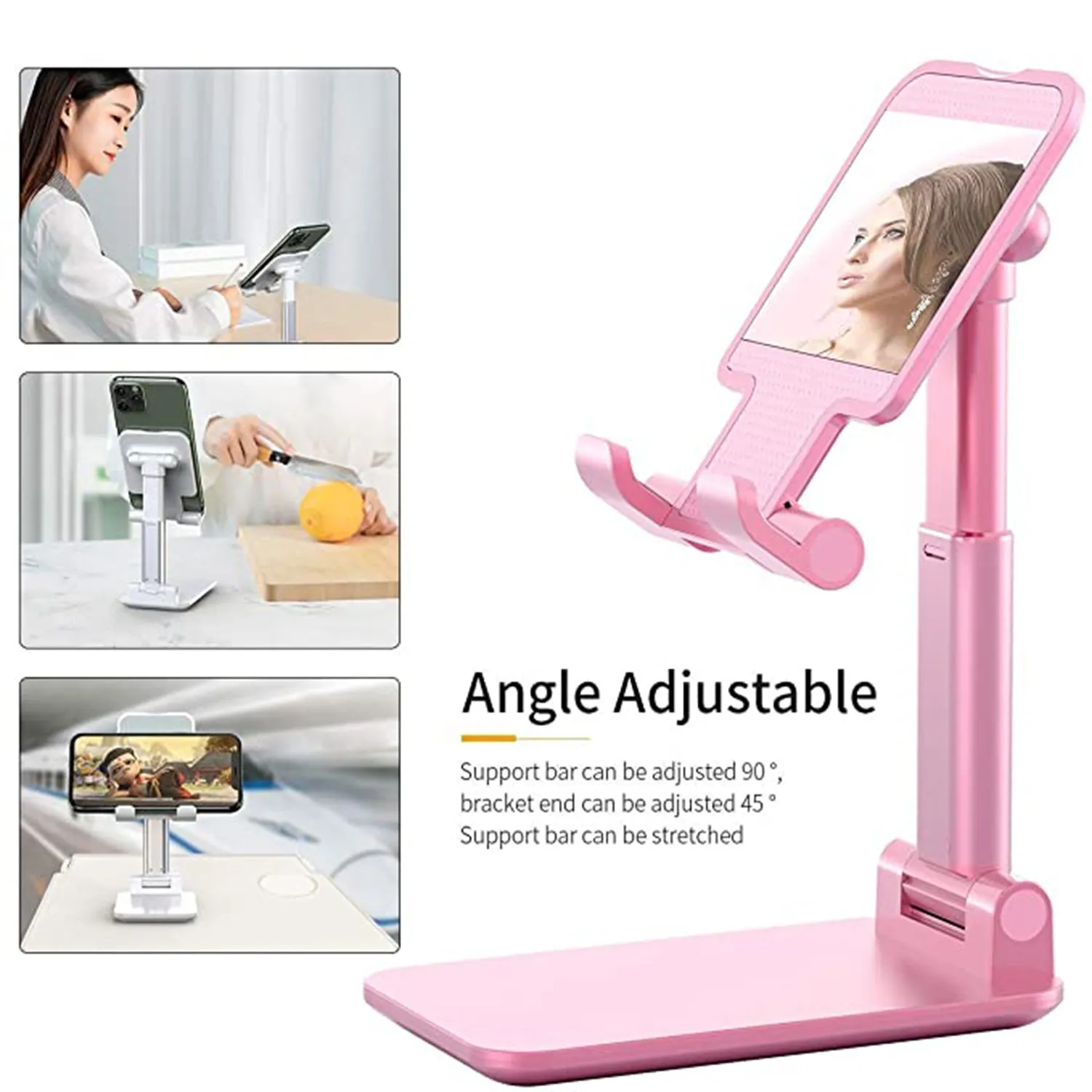 6636 Desktop Cell Phone Stand Phone Holder with mirror Full 3-Way Adjustable Phone Stand for Desk Height   Angles Perfect As Desk Organizers and Accessories.