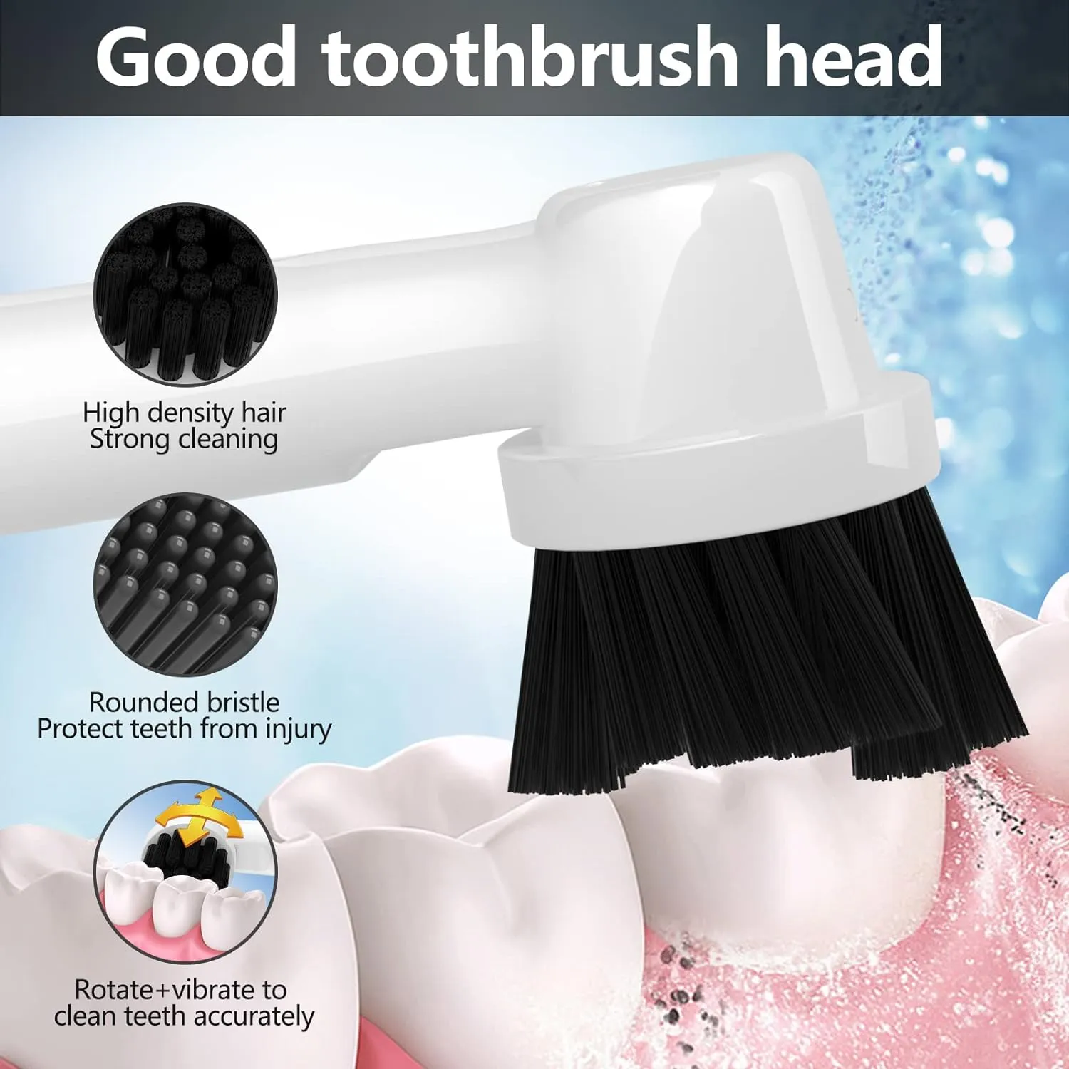 8Pcs Brush Heads for Oral B - Bamboo Charcoal