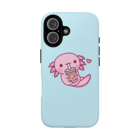 Adorable Axolotl Bubble Tea Phone Case | Magnetic Tough Cover