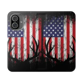 American Flag Whitetail Buck Antlers Hunting Phone Case