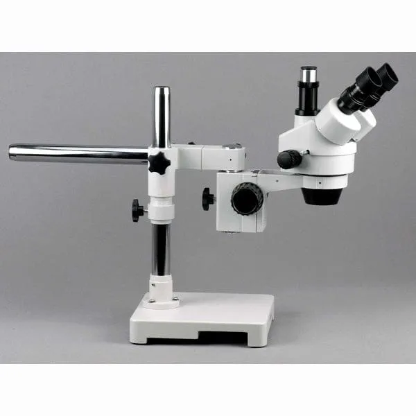 AmScope SM-3T Series Trinocular Zoom Stereo Microscope 3.5X-180X Magnification on Single Arm Boom Stand