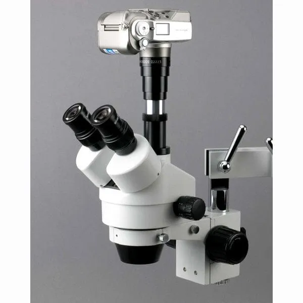 AmScope SM-3T Series Trinocular Zoom Stereo Microscope 3.5X-180X Magnification on Single Arm Boom Stand