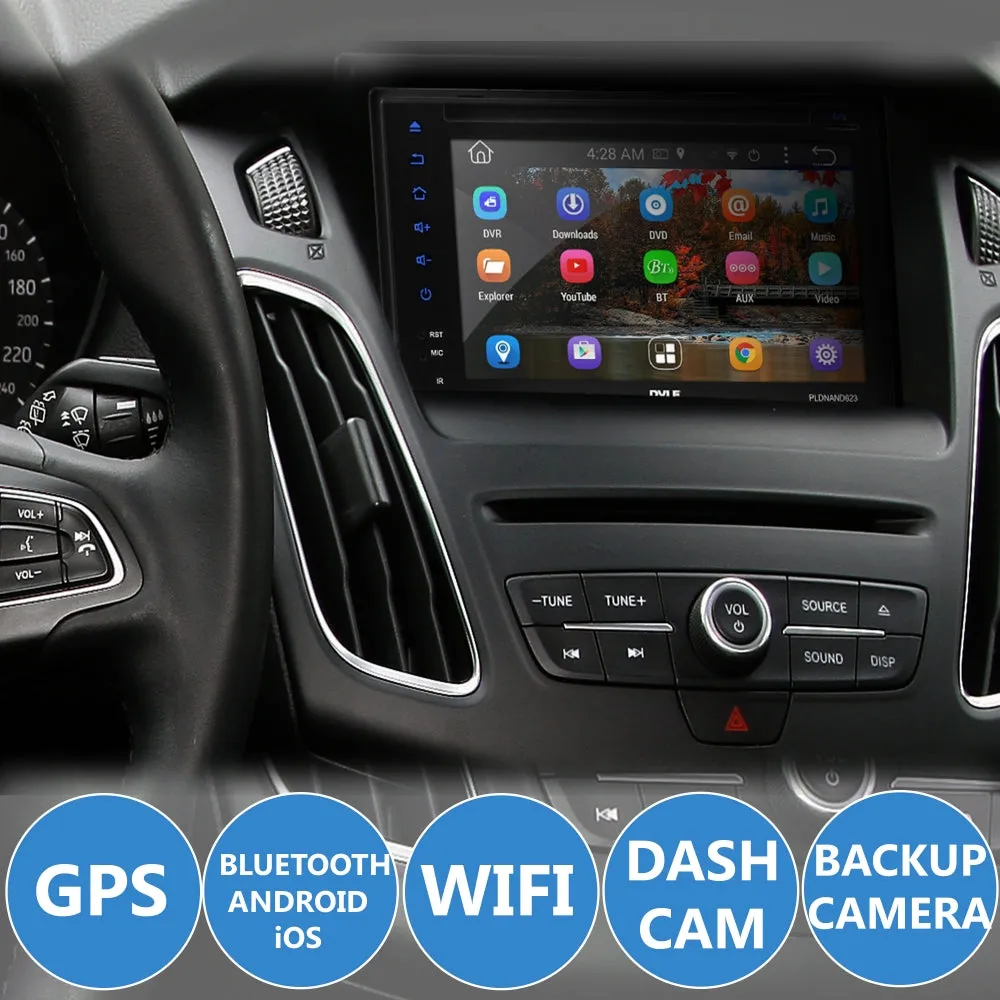 Android Stereo Receiver & Dual Camera System, Hd Dvr Dash Cam, Rearview Backup Camera, 6'' Touchscreen Display, Wi-Fi Web Browsing, App Download, Gps Navigation, Bluetooth Streaming, Hd 1080P Support, Double Din