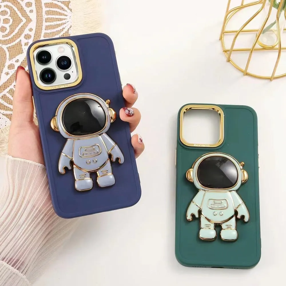 Anymob iPhone Black Astronaut Folding Stand Case Plating Photo Frame Protector Silicone Cover