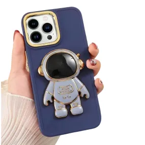 Anymob iPhone Blue Astronaut Folding Stand Case Plating Photo Frame Protector Silicone Cover