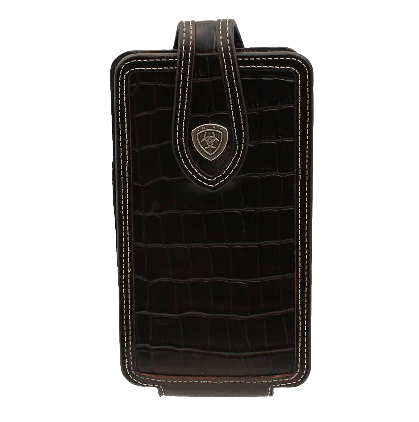 Ariat  Black Croc Print Chocolate Trim Large Phone Case