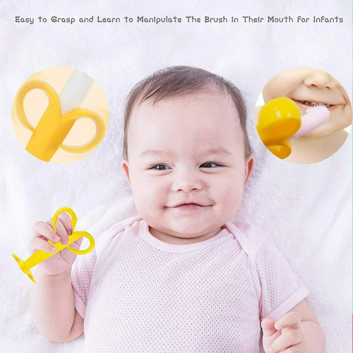 Baby Banana Teething Toothbrush, Training Teether For Infants, Silicone Pain Relief Teether