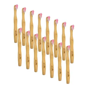 Bamboo Wooden Toothbrush Soft Toothbrush Wooden Child Bamboo Biodegradable Toothbrush, Manual Toothbrush for Adult, Kids (15 pcs set / With Round Box)