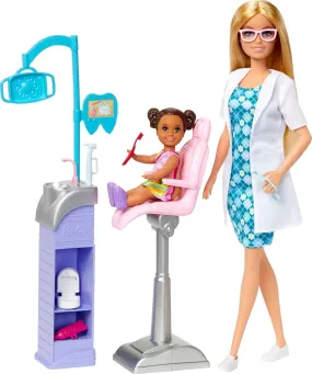 Barbie Careers Blonde Hair Dentist Doll and Playset with Accessories Medical Doctor Set for Kids Ages 3 