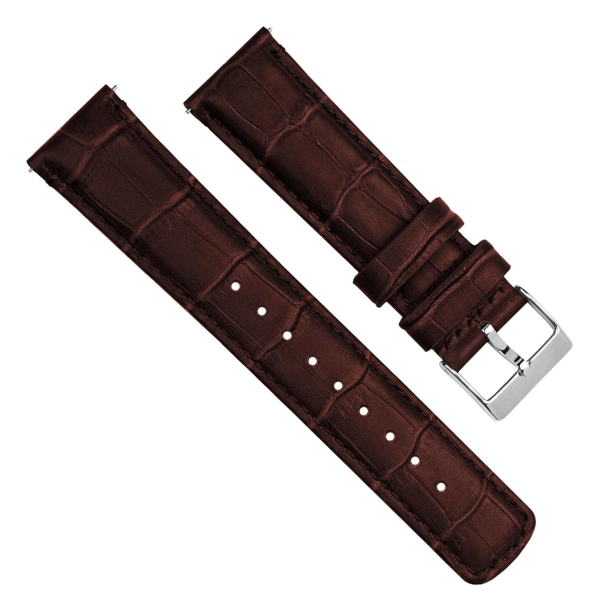 BARTON WATCH BANDS, 14mm Coffee Brown - Alligator Grain - Quick Release Leather Watch Bands