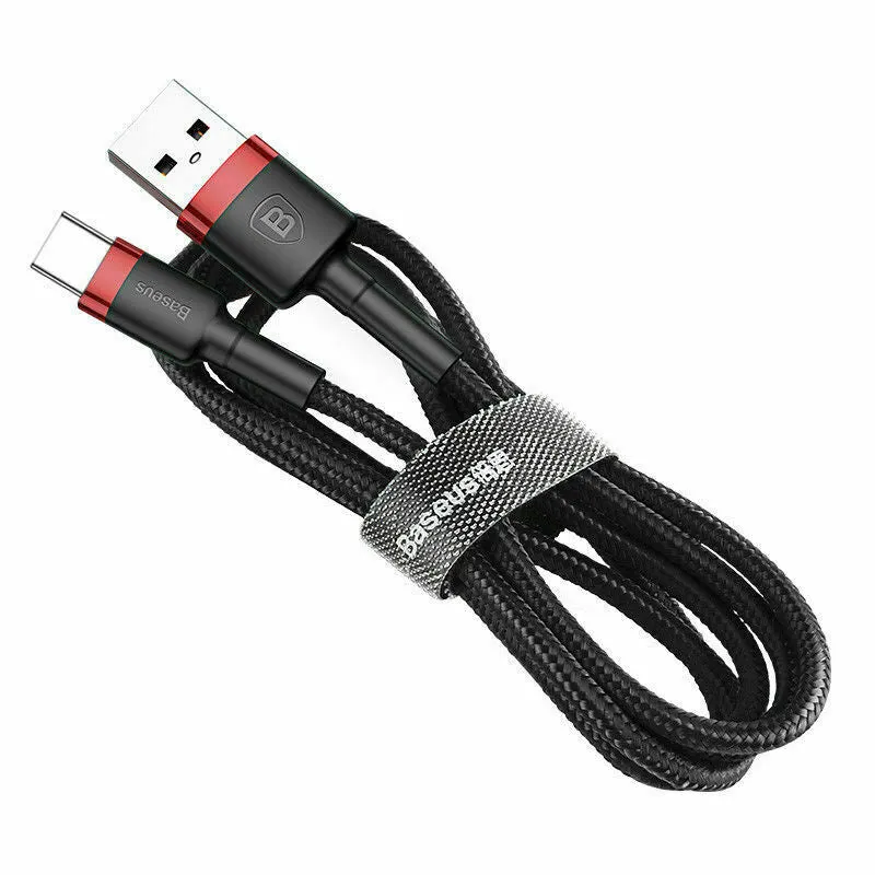 BASEUS 1M Fast Charging USB Type C Cable For Samsung Galaxy S series A series Note Tab LG Huawei HTC Google Pixel Android –Black