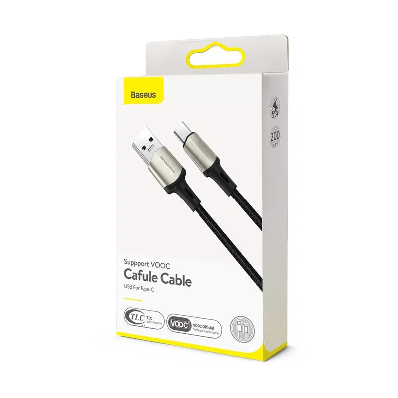 Baseus Cafule Vooc Certified USB Type C 5A Quick Charging Cable 5A 1M Black(CATKLF-VA01)