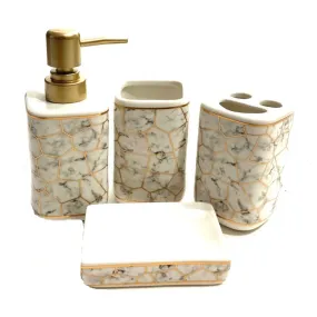 Bathroom Set Marble White (Set of 4Pcs)