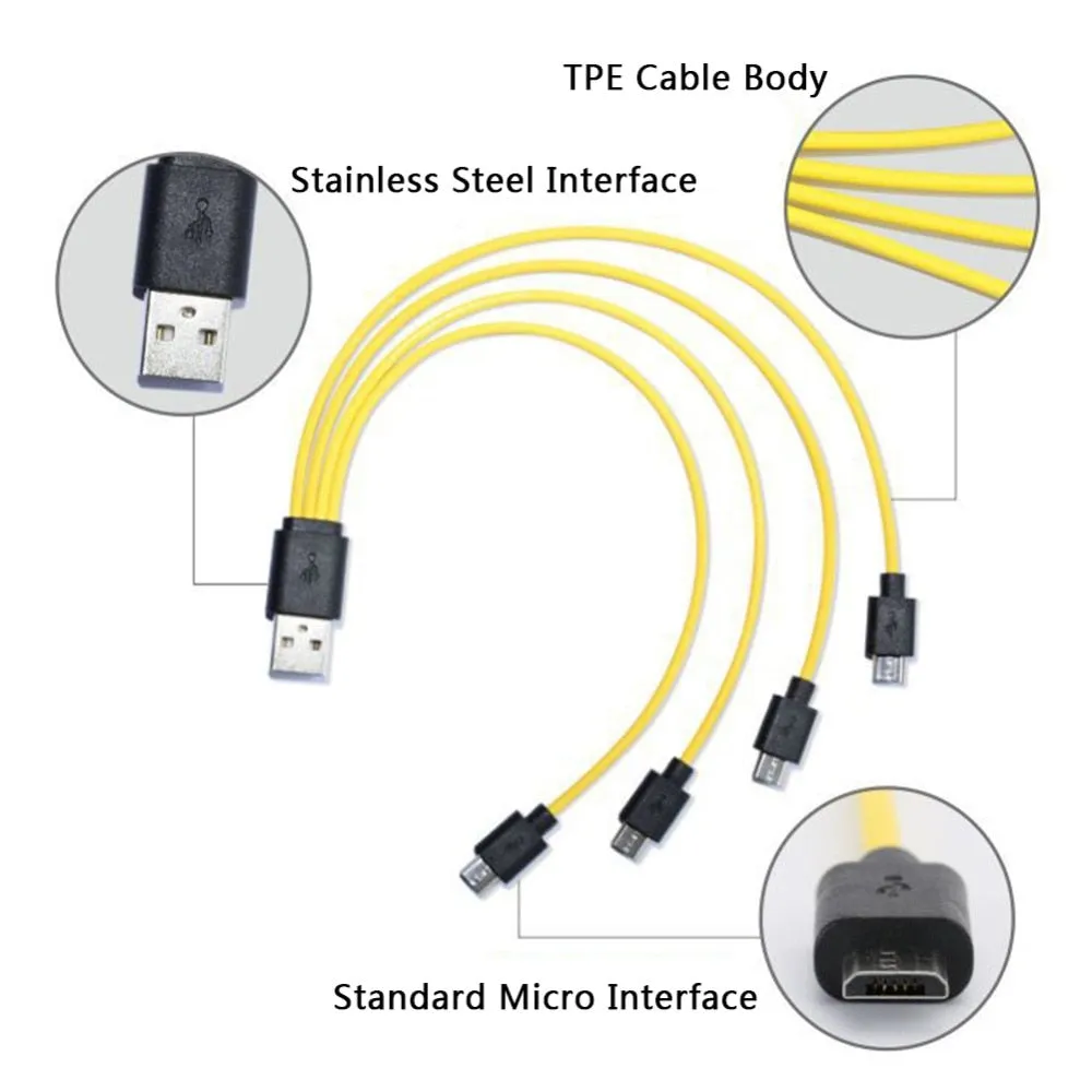 Battery Multifunctional 4-for-1 Data Cable Charging Cable Android Data Cable Micro USB Interface Charging Cable