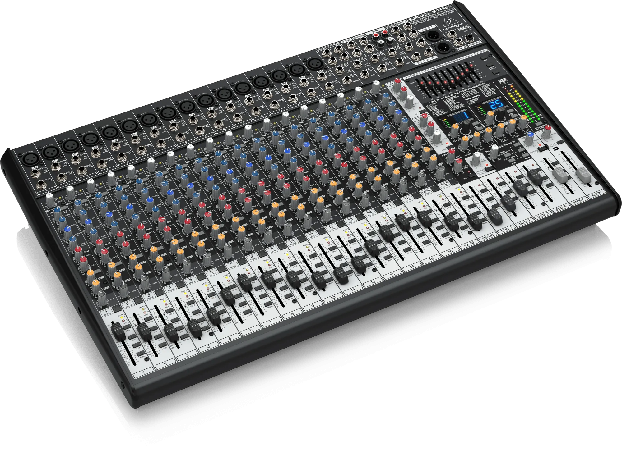 Behringer Eurodesk SX2442FX Ultra-Low Noise Design 24-Input 4-Bus Studio/Live Mixer with XENYX Mic Preamplifiers, British EQ and Dual Multi-FX Processor