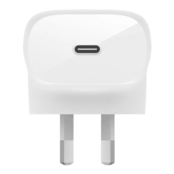 BELKIN 1 PORT BOOSTCHARGE 30W,USB-C PD, WALLCHARGER, INC USB-C TO LHTNING CABLE, WHITE