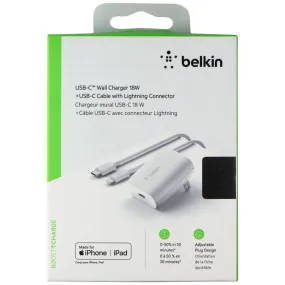 Belkin BoostCharge 18W USB-C Wall Charger with 4-Ft Lightning 8-Pin Cable White