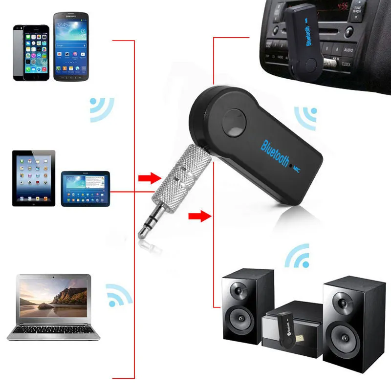 Bluetooth 3.5mm Audio Receiver Adapter with Hands Free Microphone A2DP