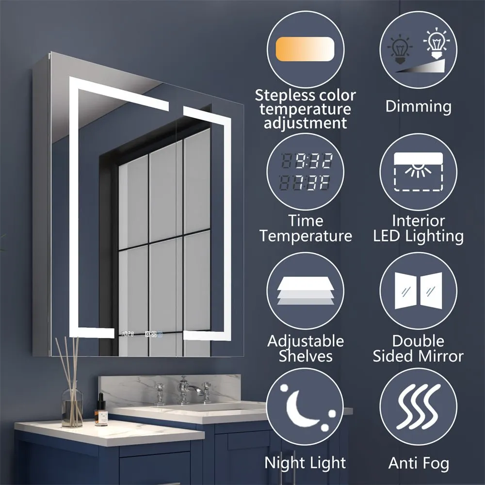 Boost-M2 56" W x 32" H Bathroom Narrow Light Medicine Cabinets with Vanity Mirror Recessed or Surface