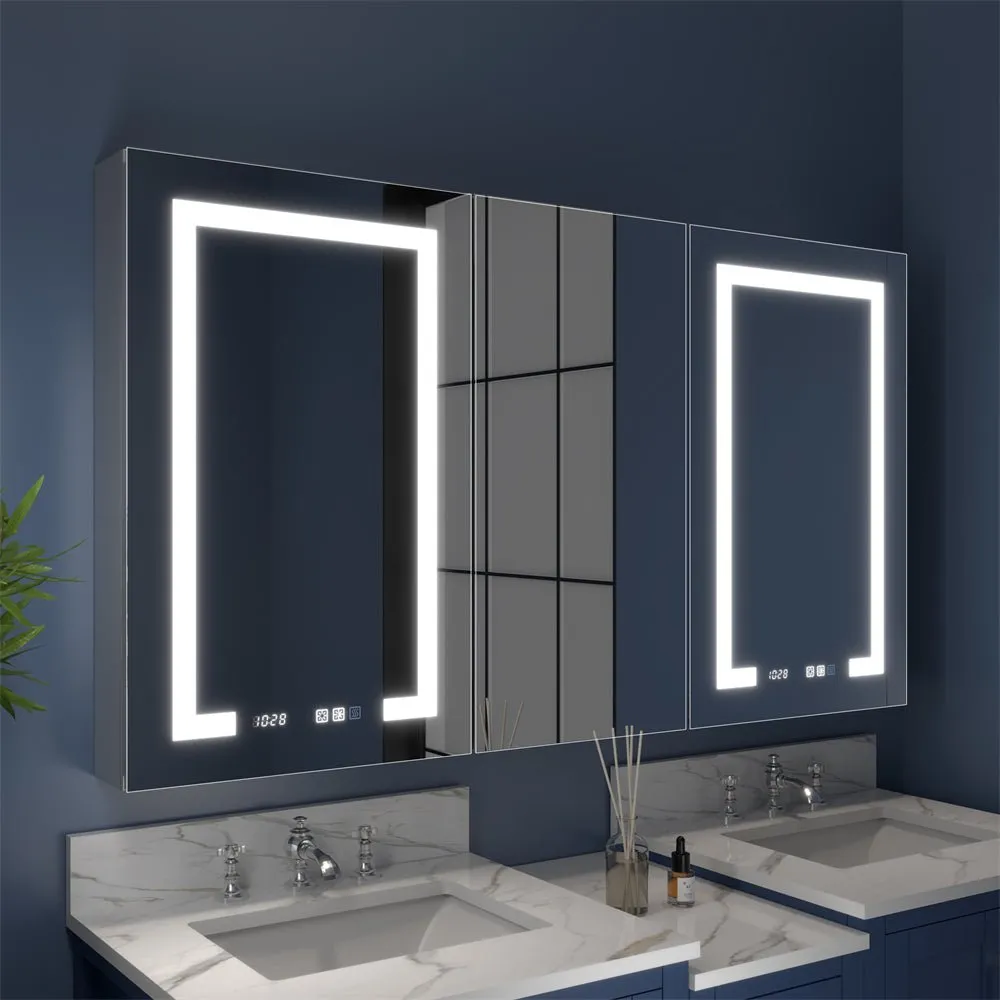 Boost-M2 56" W x 32" H Bathroom Narrow Light Medicine Cabinets with Vanity Mirror Recessed or Surface