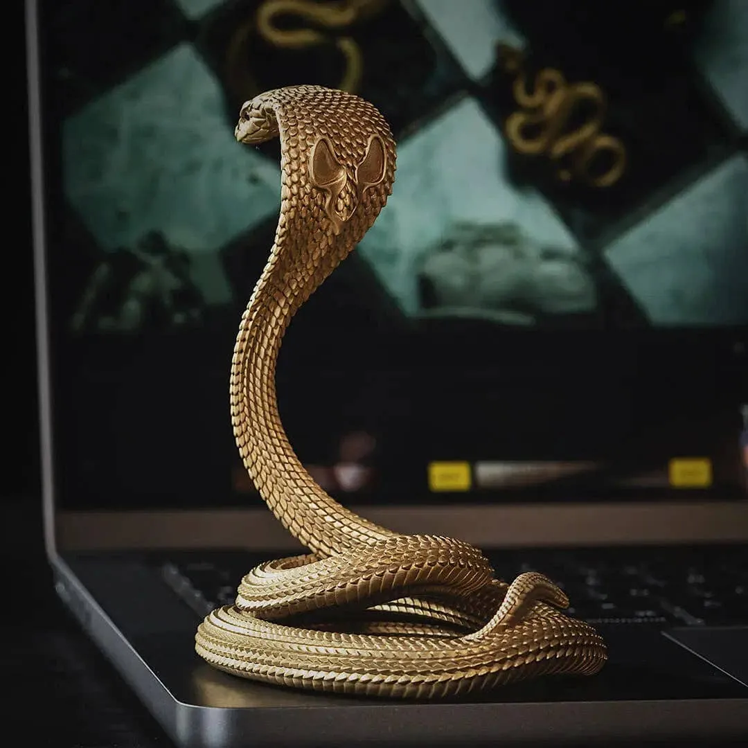 Brass & Silver Cobra Snake Phone Stand