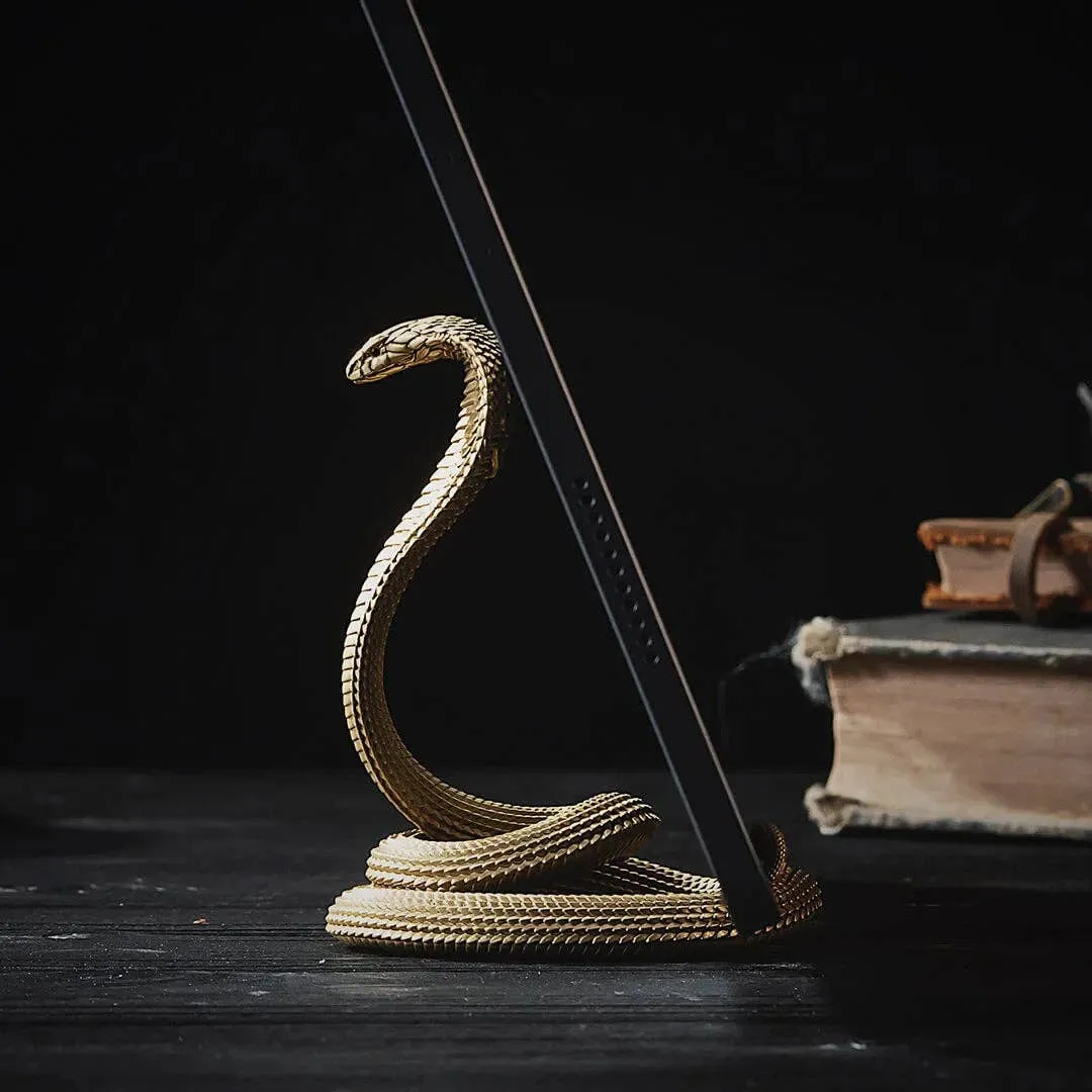 Brass & Silver Cobra Snake Phone Stand