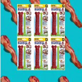 BrushBone - Dog Toothbrush Bone - Bacon Bonanza - 6 Pack