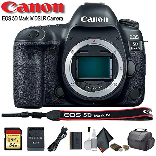 Canon EOS 5D Mark IV DSLR Camera (1483C002) with 64GB Memory Card, Case, Cleaning Set and More - S Bundle