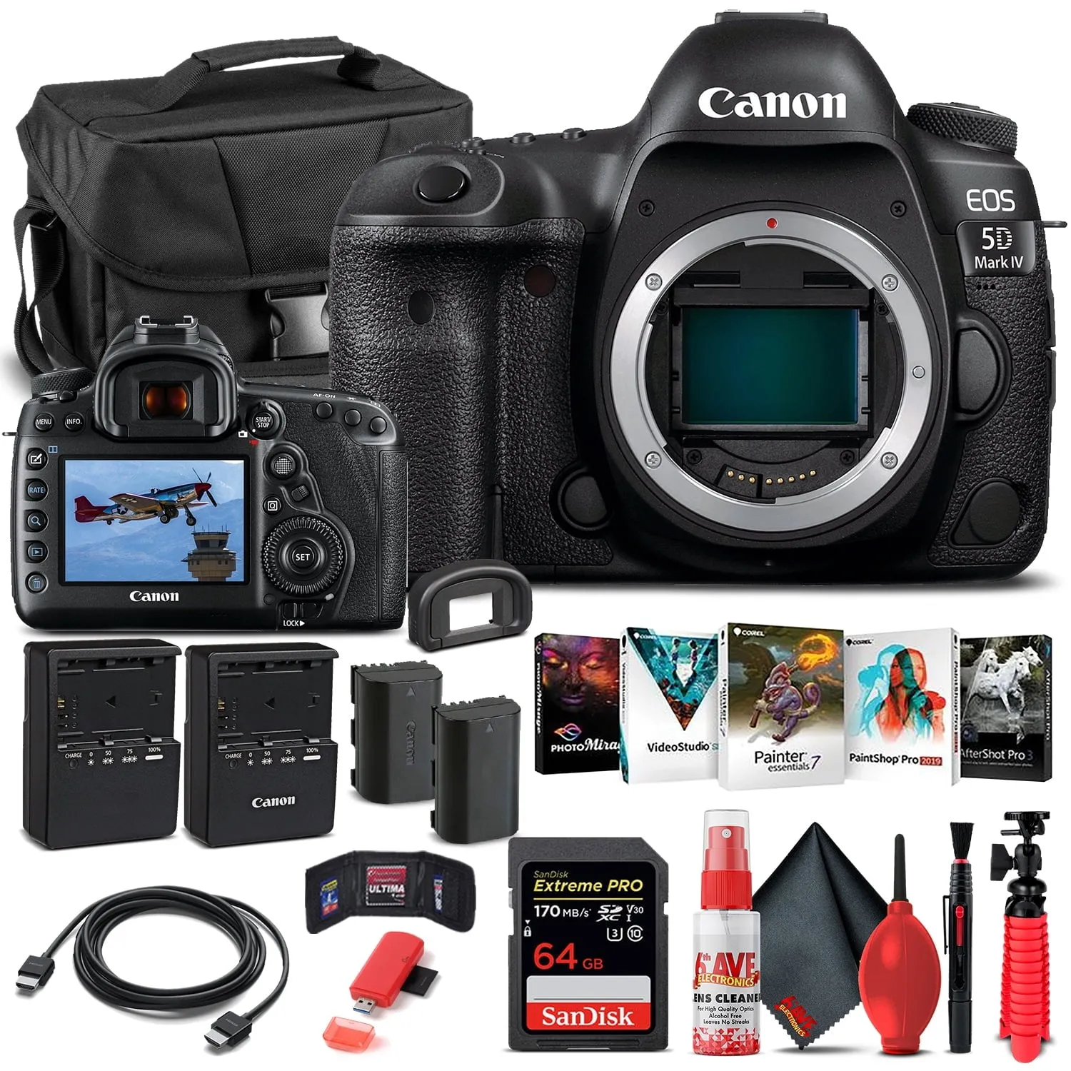 Canon EOS 5D Mark IV DSLR Camera Body Only 1483C002  - Basic Bundle