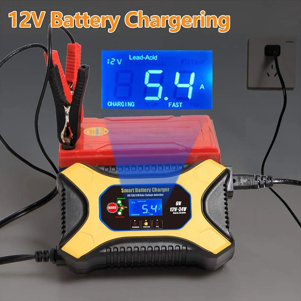 car Battery Charger maintainer 6Amp 6V 12V 24V for AGM Lead acid battery